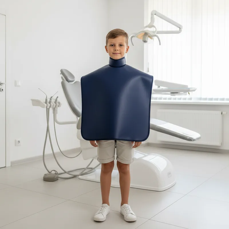 AVENTAL DE CHUMBO BABADOR COM PROTETOR TIREÓIDE INFANTIL